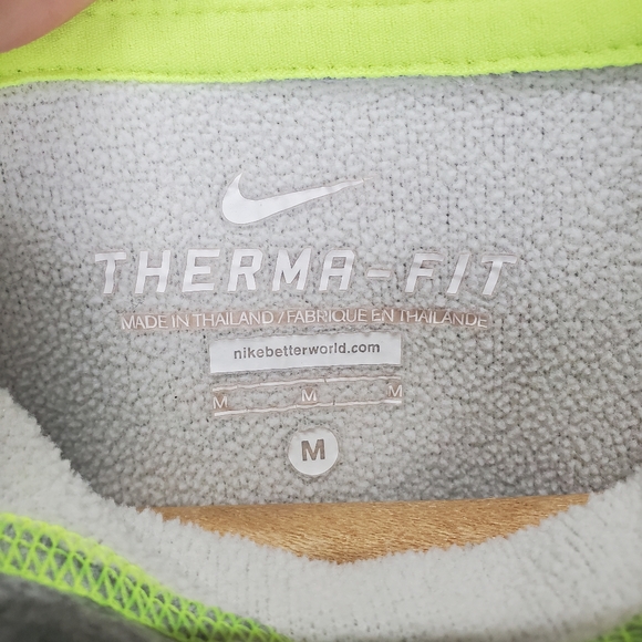 Nike Sweater Womens Gray Green Cowl Neck DRI FIT Pullover Hoodie Sweatshirt MED - Picture 6 of 10